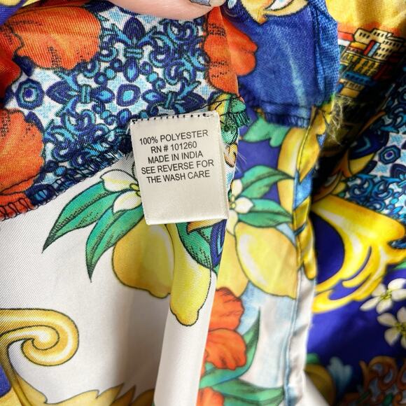 Her Destiny Colorful Satin Print midi Maxi Full Skirt High-waisted Sz M Bow - Picture 6 of 11